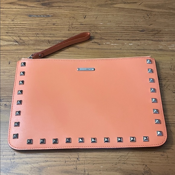 Rebecca Minkoff Handbags - Rebecca Minkoff Coral Orange Studded Wristlet Clutch